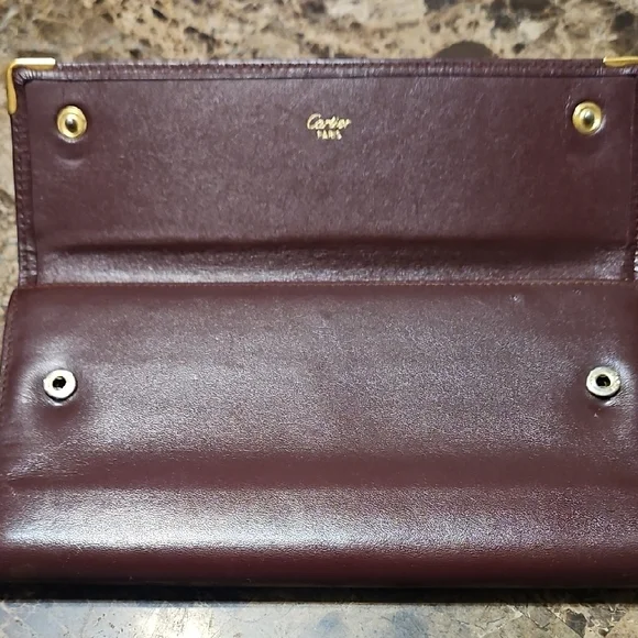 Vintage Cartier Signature Trifold Kisslock Checkbook Holder Wallet - Picture 4 of 12